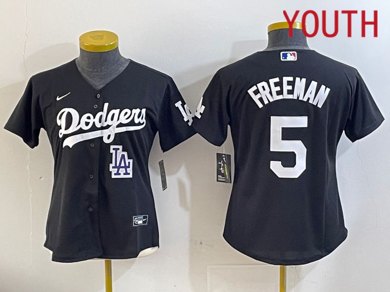 Youth Los Angeles Dodgers 5 Freeman Black Game 2024 Nike MLB Jersey style 11216
